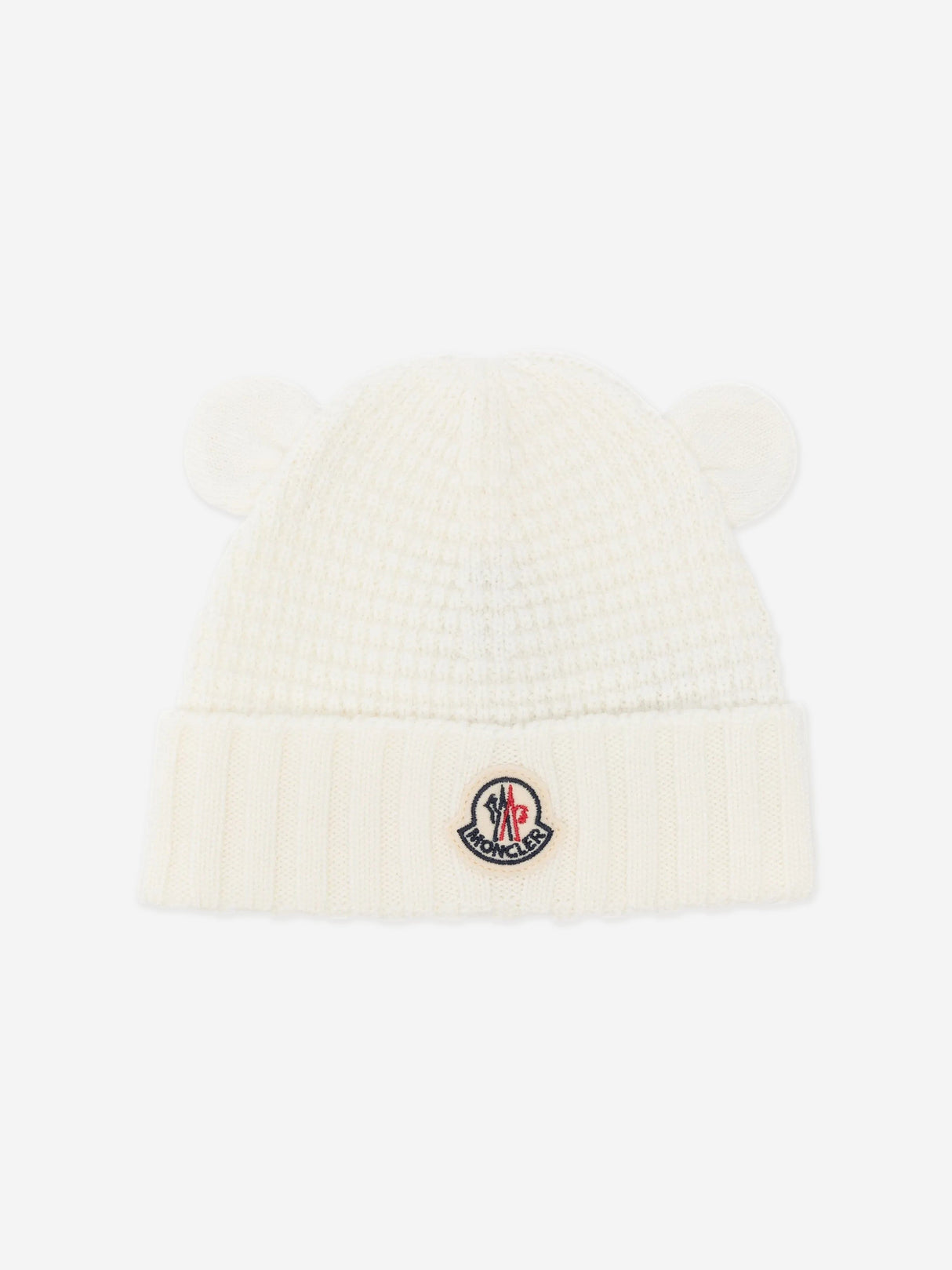 Moncler Enfant Baby Wool Beanie Hat with Ears in White