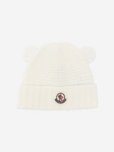 Moncler Enfant Baby Wool Beanie Hat with Ears in White