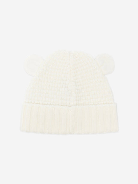 Moncler Enfant Baby Wool Beanie Hat with Ears in White