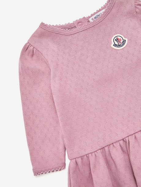 Moncler Enfant Baby Girls Cotton Logo Dress in Pink