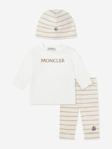 Moncler Enfant Baby 3 Piece Legging Gift Set in Beige