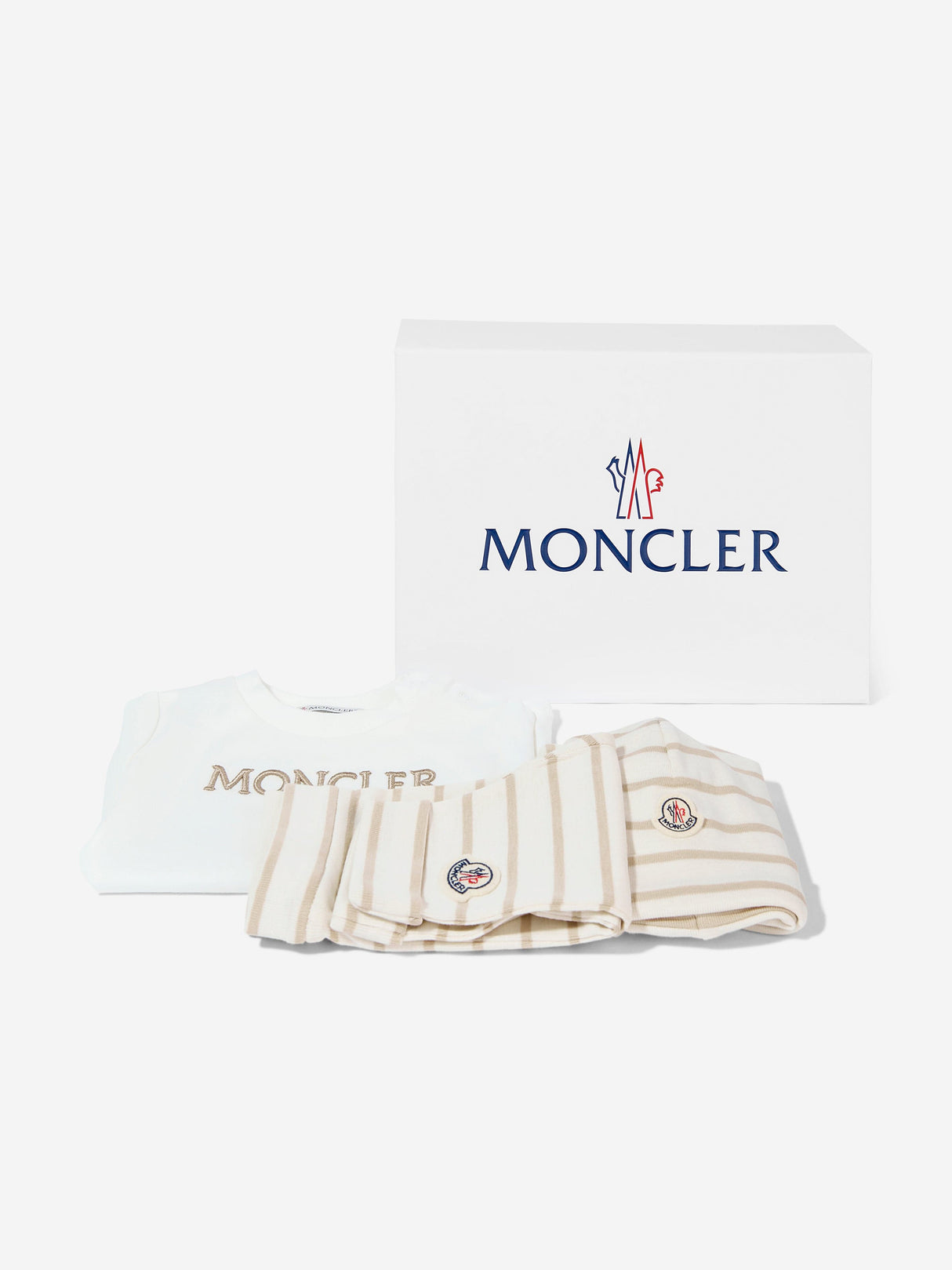 Moncler Enfant Baby 3 Piece Legging Gift Set in Beige