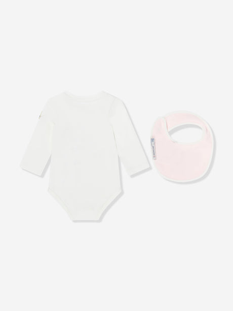 Moncler Enfant Baby Girls Teddy Bear Bodysuit and Bib Gift Set in Pink