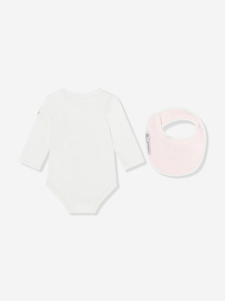 Moncler Enfant Baby Girls Teddy Bear Bodysuit and Bib Gift Set in Pink