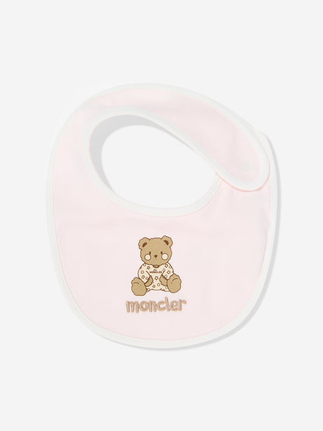 Moncler Enfant Baby Girls Teddy Bear Bodysuit and Bib Gift Set in Pink