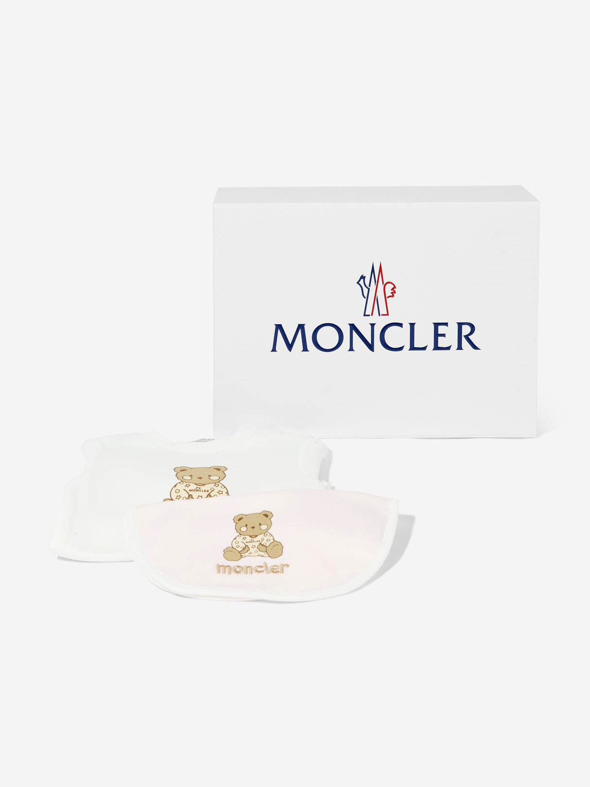 Moncler Enfant Baby Girls Teddy Bear Bodysuit and Bib Gift Set in Pink