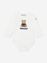 Moncler Enfant Baby Teddy Bear Bodysuit Set in White