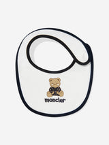 Moncler Enfant Baby Teddy Bear Bodysuit and Bib Gift Set in White