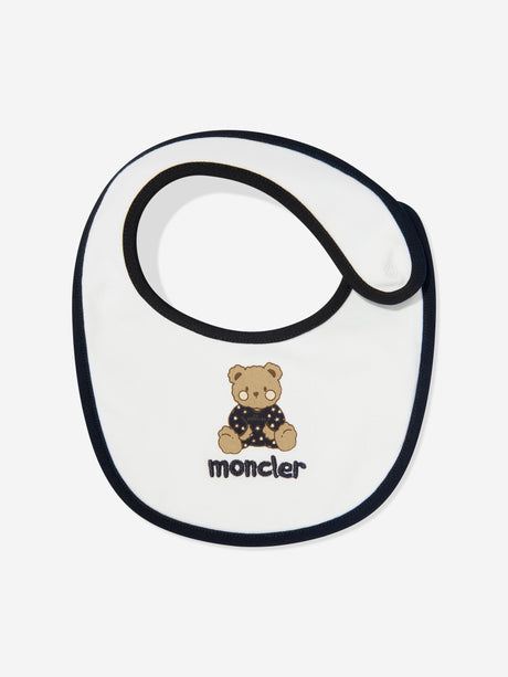 Moncler Enfant Baby Teddy Bear Bodysuit and Bib Gift Set in White