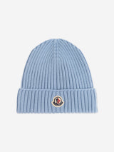 Moncler Enfant Boys Wool Knit Beanie Hat in Blue