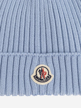 Moncler Enfant Boys Wool Knit Beanie Hat in Blue