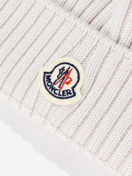 Moncler Enfant Girls Wool Pom-Pom Hat in Ivory