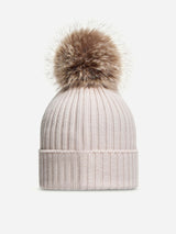 Moncler Enfant Girls Wool Pom-Pom Hat in Beige