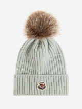 Moncler Enfant Girls Wool Pom-Pom Hat in Grey