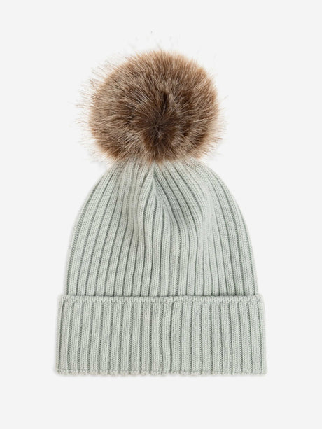 Moncler Enfant Girls Wool Pom-Pom Hat in Grey