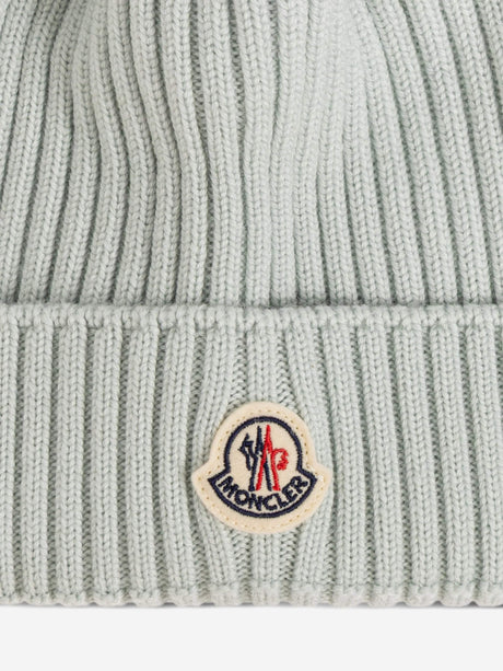 Moncler Enfant Girls Wool Pom-Pom Hat in Grey