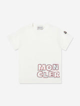Moncler Enfant Boys Logo Print T-Shirt in Ivory