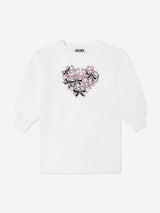 Moschino Girls Bow Heart Sweater Dress Ivory