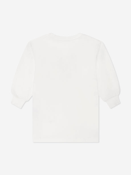 Moschino Girls Bow Heart Sweater Dress Ivory