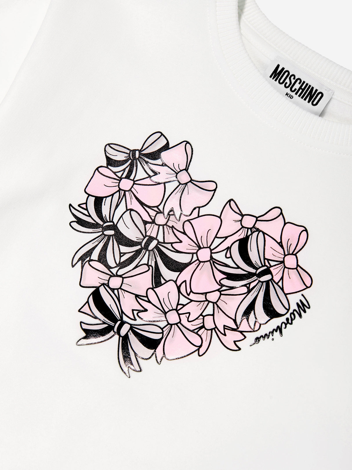 Moschino Girls Bow Heart Sweater Dress Ivory