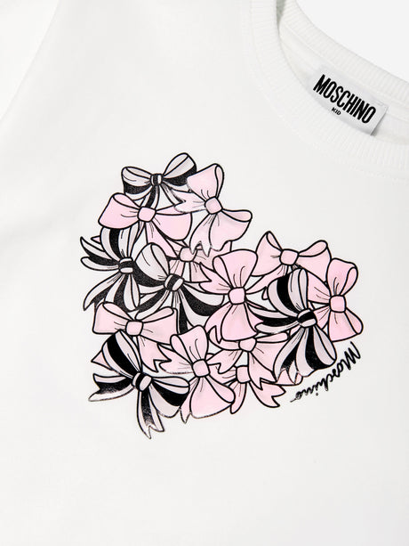 Moschino Girls Bow Heart Sweater Dress Ivory