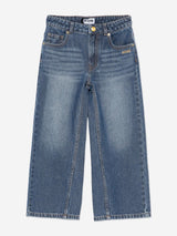 Moschino Girls Wide Leg Teddy Bear Jeans in Blue