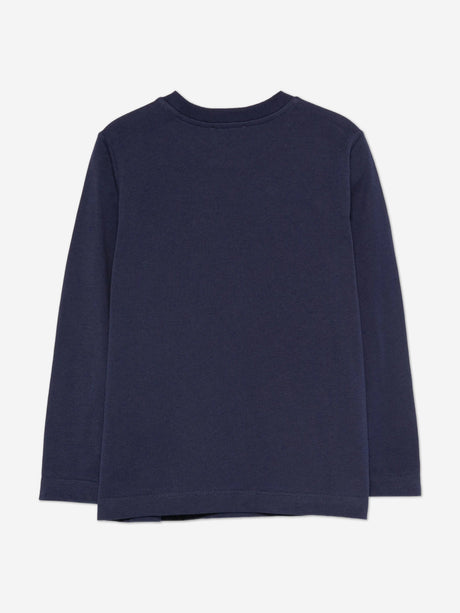 Moschino Kids Long Sleeve Teddy Logo T-Shirt in Navy