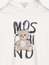 Moschino Kids Teddy Bear Logo Hoodie in Ivory