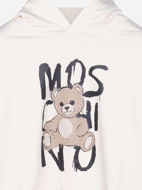 Moschino Kids Teddy Bear Logo Hoodie in Ivory