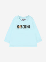 Moschino Baby Long Sleeve Logo T-Shirt in Blue