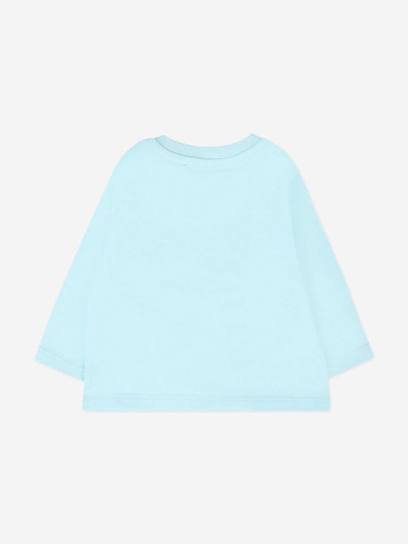Moschino Baby Long Sleeve Logo T-Shirt in Blue