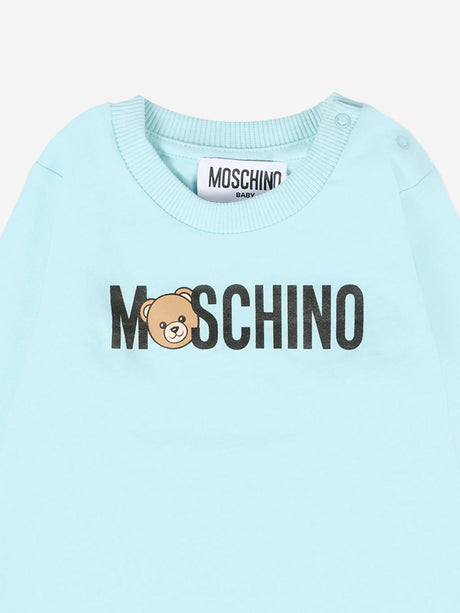 Moschino Baby Long Sleeve Logo T-Shirt in Blue