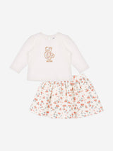 Moschino Baby Girls Floral Teddy Bear Skirt Set in Ivory