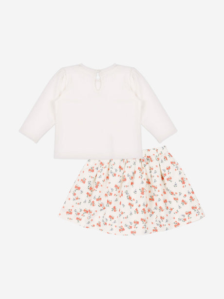 Moschino Baby Girls Floral Teddy Bear Skirt Set in Ivory