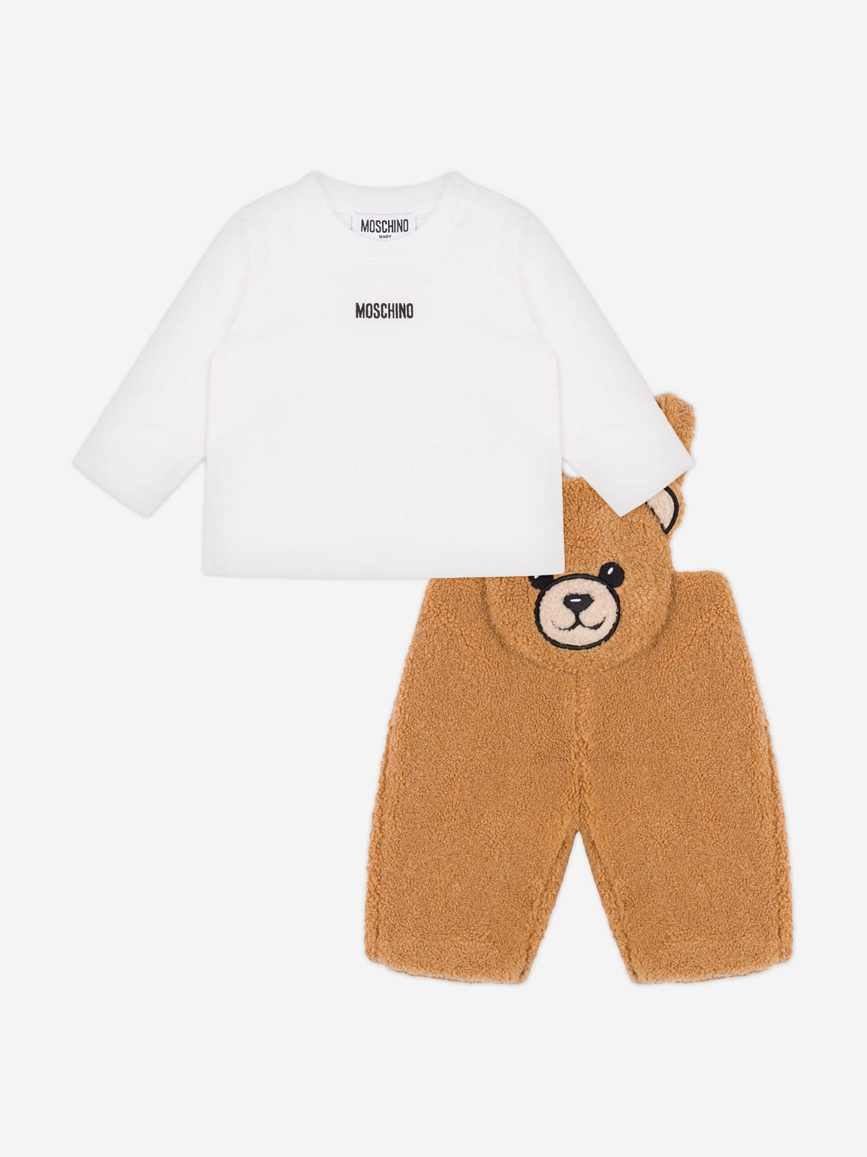 Moschino Baby Boys Bear Dungaree Set in Brown