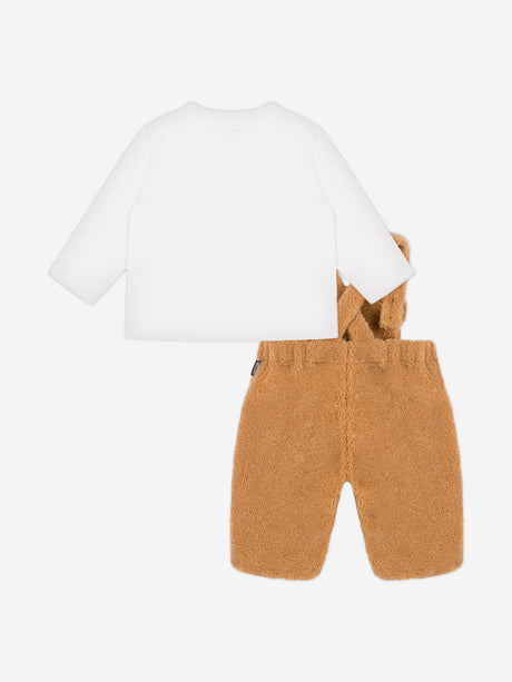 Moschino Baby Boys Bear Dungaree Set in Brown