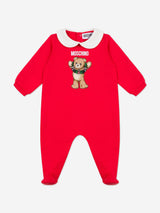 Moschino Baby Seasonal Teddy Bear Babygrow in Red
