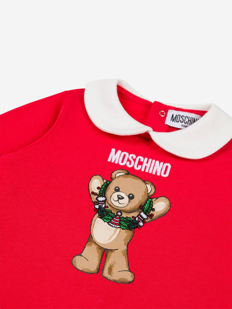 Moschino Baby Seasonal Teddy Bear Babygrow in Red