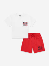 Moschino Boys Logo Short Set in Red