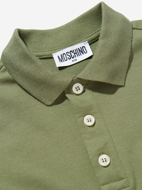Moschino Boys Teddy Bear Logo Polo Shirt in Green