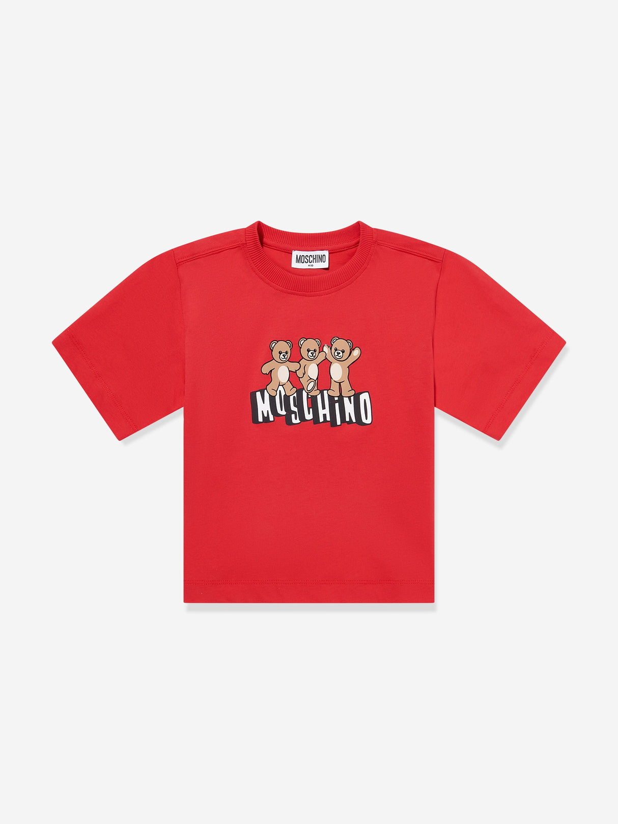 Moschino Kids Teddy Bear Logo T-Shirt in Red