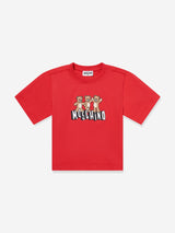 Moschino Kids Teddy Bear Logo T-Shirt in Red