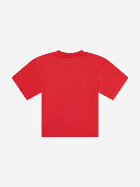 Moschino Kids Teddy Bear Logo T-Shirt in Red