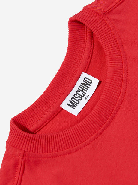 Moschino Kids Teddy Bear Logo T-Shirt in Red