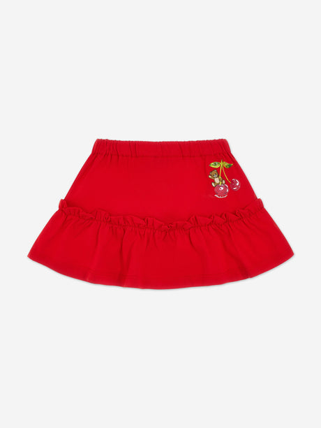 Moschino Baby Girls Cherry Teddy Bear Skirt Set in Red