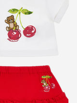 Moschino Baby Girls Cherry Teddy Bear Skirt Set in Red