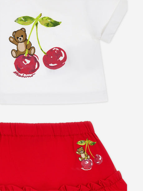 Moschino Baby Girls Cherry Teddy Bear Skirt Set in Red