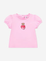Moschino Baby Girls Teddy Heart T-Shirt in Pink