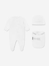 Moschino Baby Teddy Bear Logo Babygrow Set in White