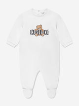 Moschino Baby Teddy Bear Logo Babygrow Set in White